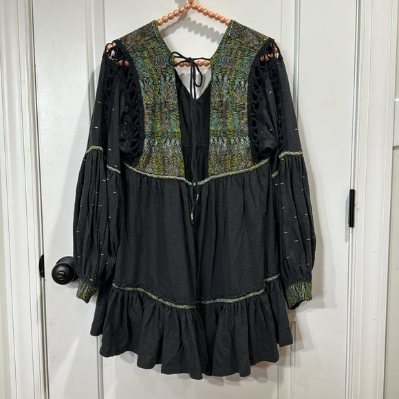 FREE PEOPLE MUCH LOVE EMBROIDERED COTTON TUNIC TOP - Picture 9 of 11